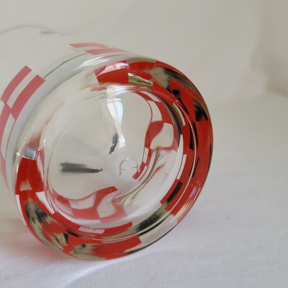 Hazel Atlas Vintage Scottie Terrier Dog and Red Check Juice Glass Approx 5x2.5" - Picture 5 of 7